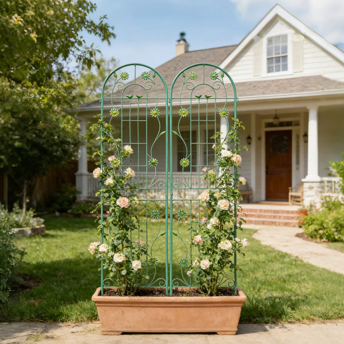 Metal Garden Trellis | Galvanized Steel | Powder Coated | 4 Piece Set