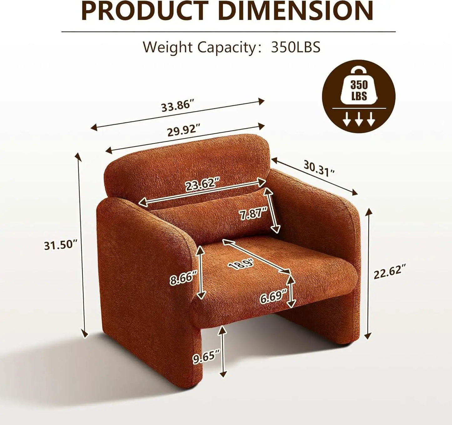 33.86 Inch Sherpa Upholstered Armchair For LivingRoom from PriceLows™