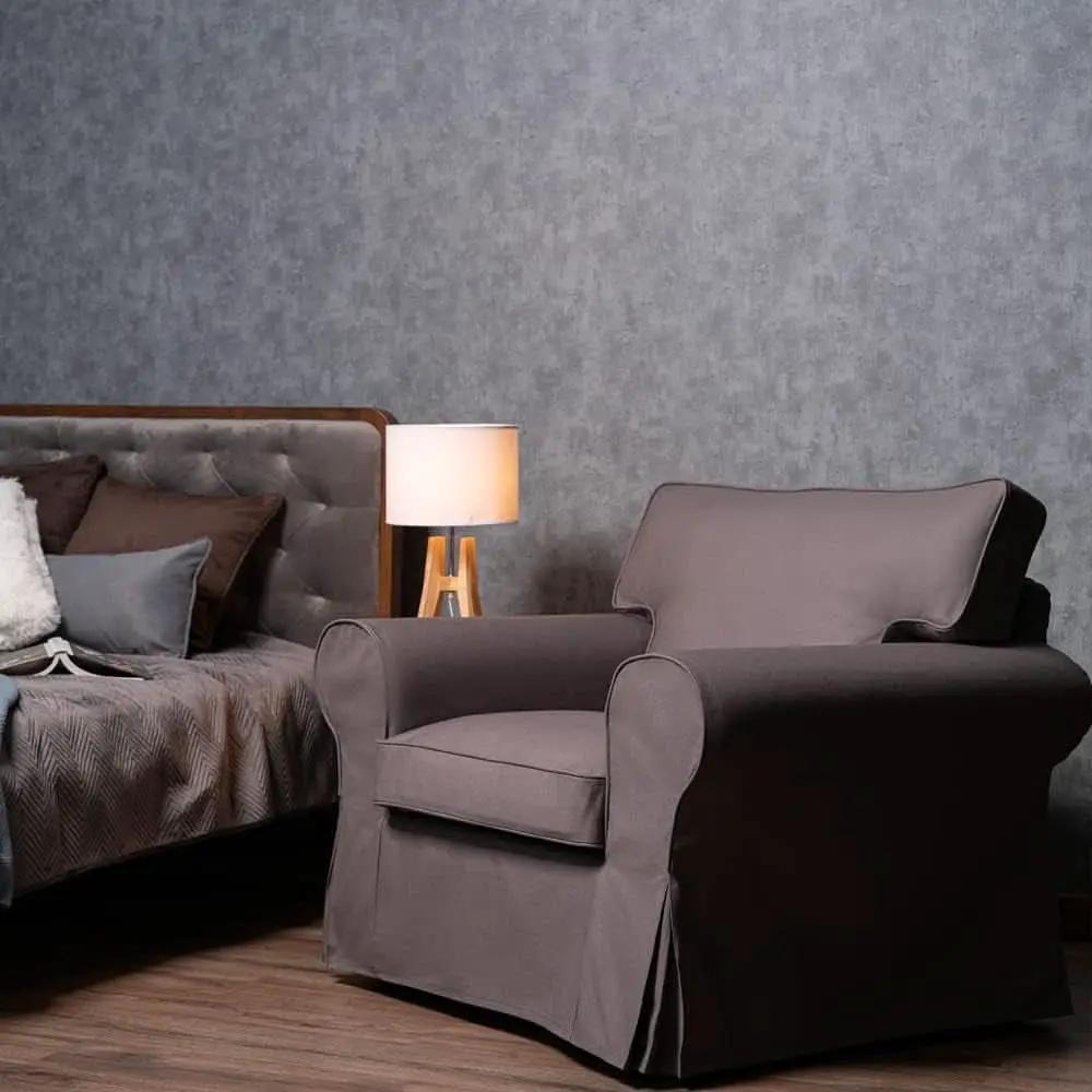 Ektorp Armchair Cotton Slipcover Dark Grey Replacement For IKEA Ektorp Chair from PriceLows™