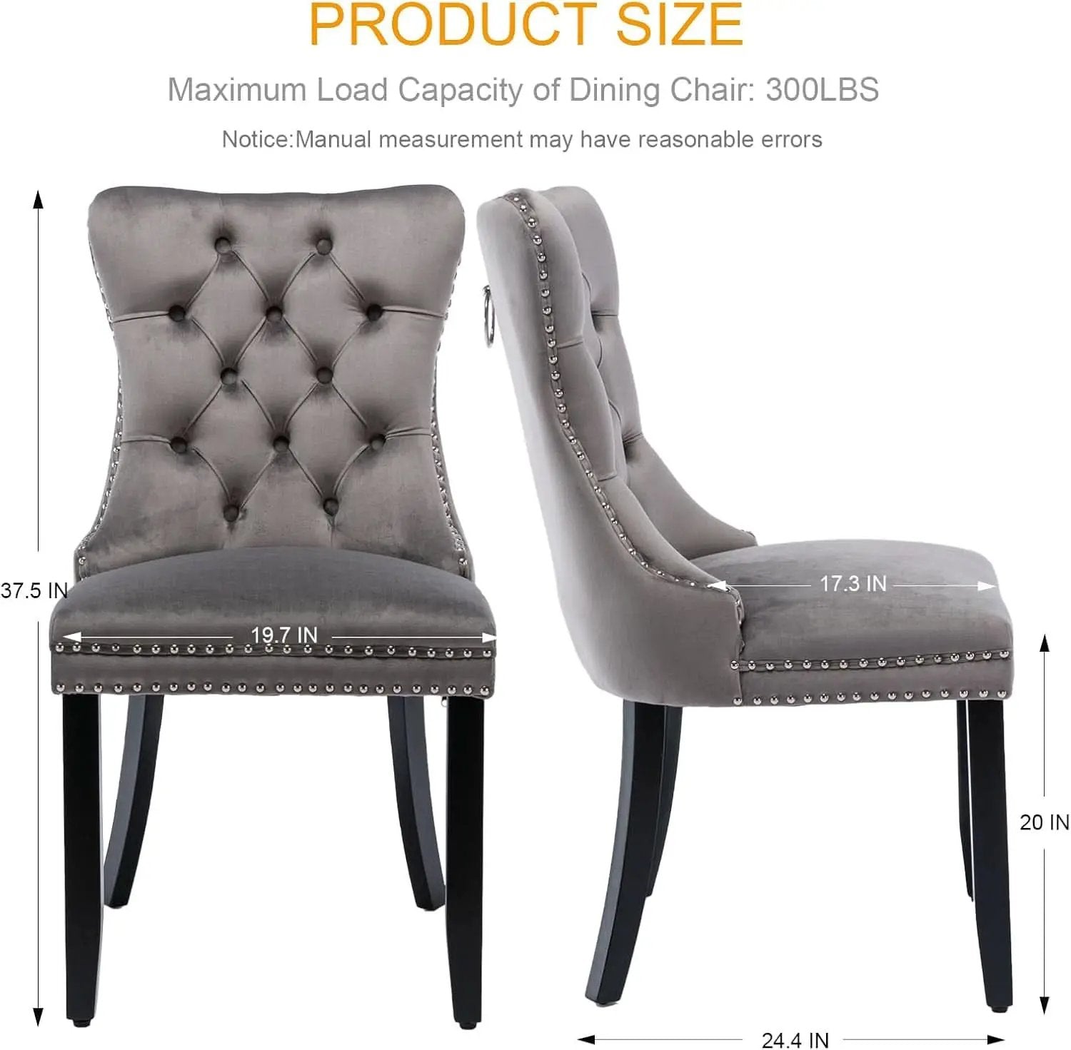 Grey Velvet Tufted Dining Chairs 4 Pack With Nailhead Trim from PriceLows™