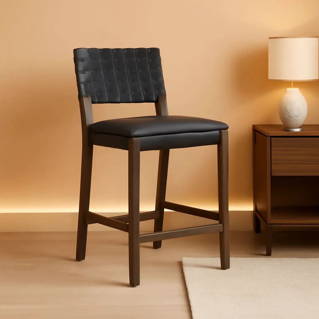 Cohen Mid Century Leather Bar Stool Counter Height from PriceLows™