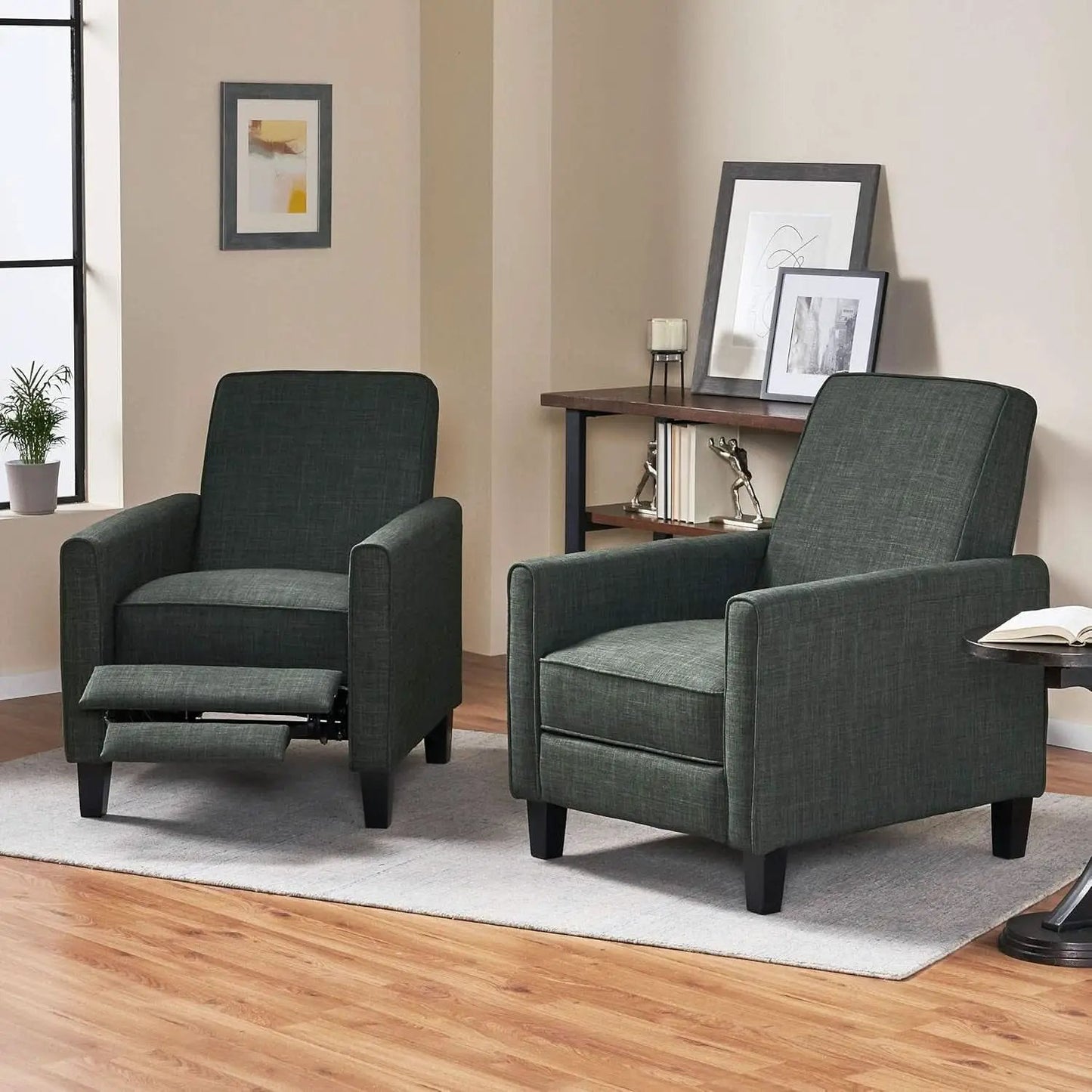 Emmie Fabric Recliner Set Of 2 Moss Gray Recliners from PriceLows™
