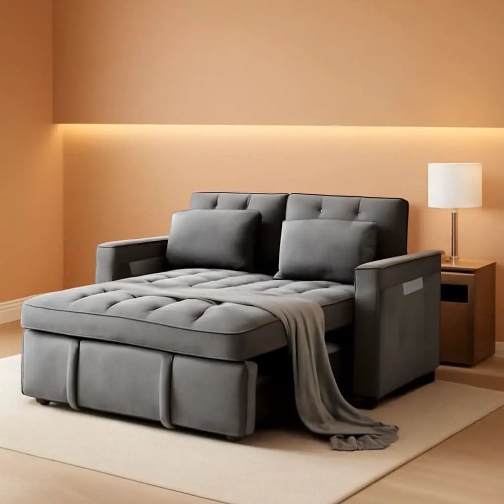 54 Inches Convertible Sofa Bed With Adjustable Backrest from PriceLows™
