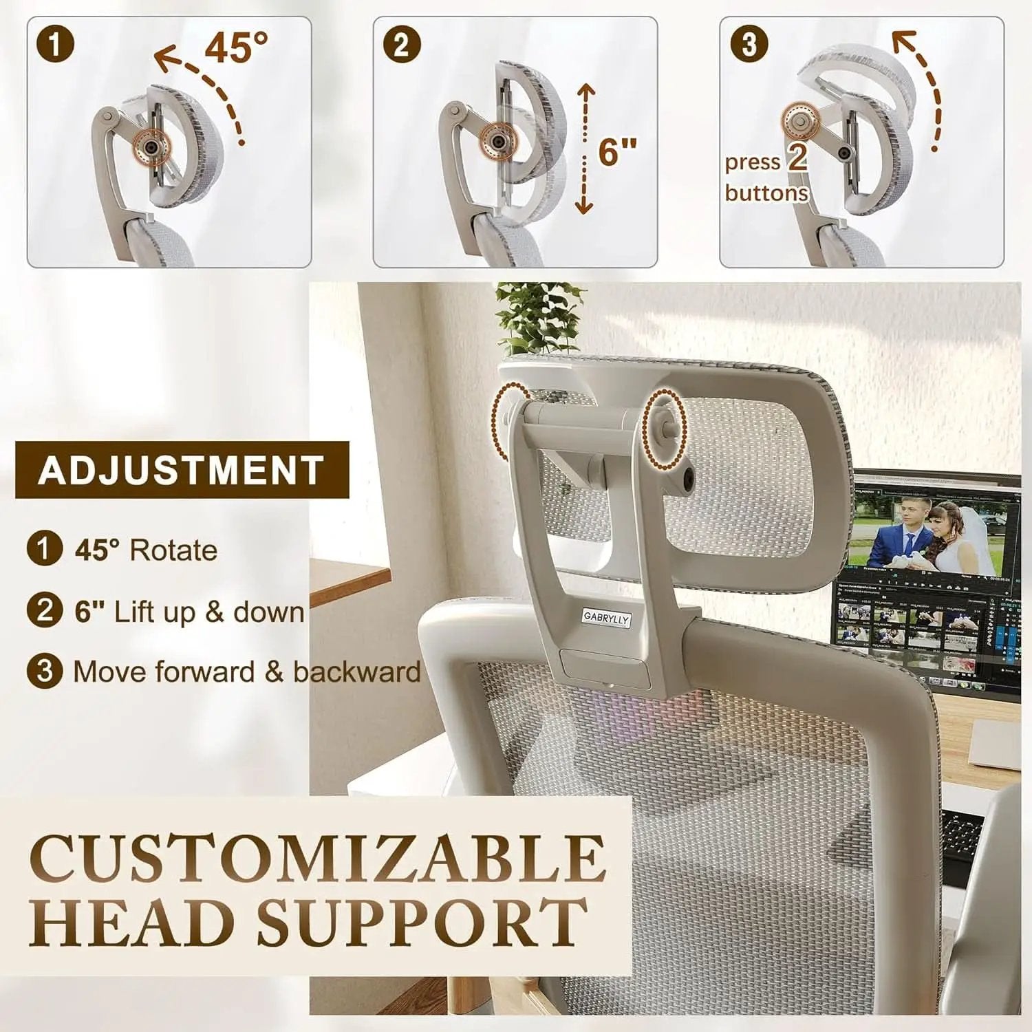 White Mesh Ergonomic Office Chair With Headrest Tilt 400Lbs from PriceLows™
