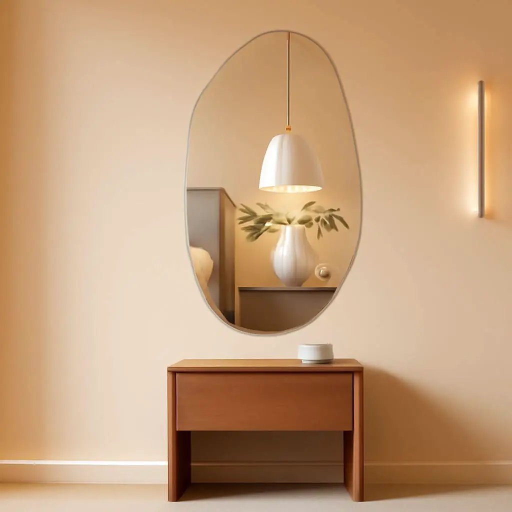 Asymmetrical Frameless Wall Mirror For Living Room 19.5 x 33.5 Inches from PriceLows™