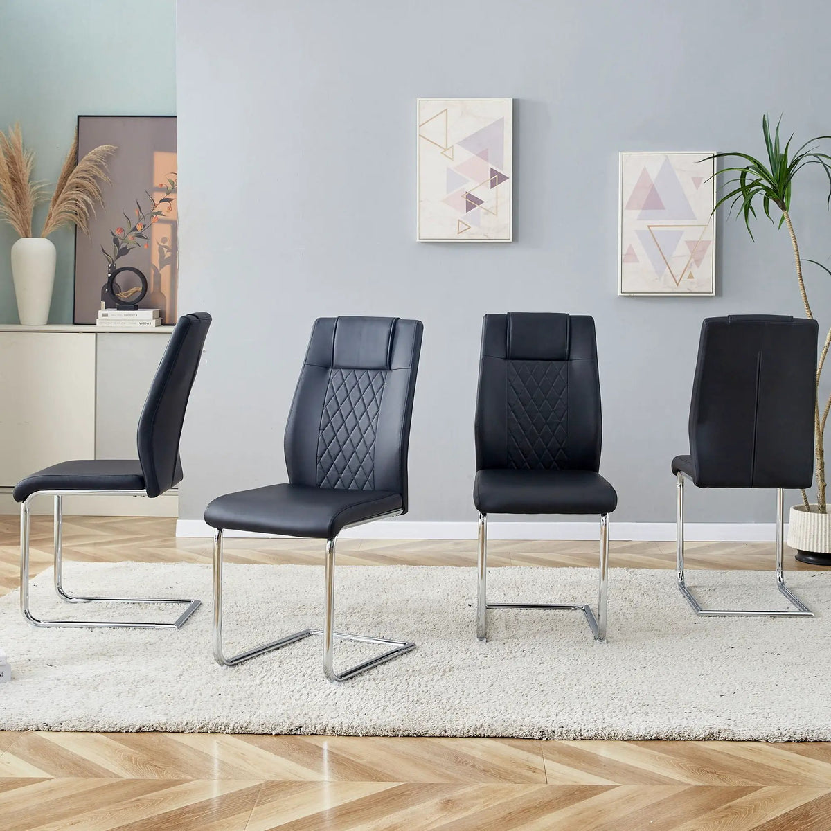 Modern Dining Chairs | Padded Seat | Metal Legs | Anti-Slip Footpads