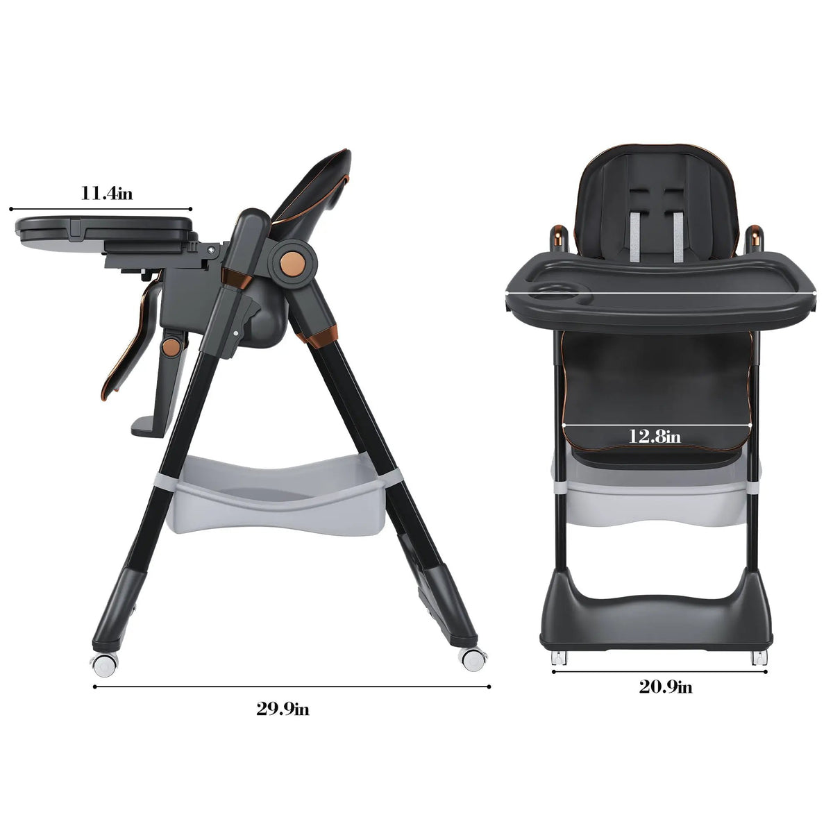 Adjustable Baby High Chair | 5 Height Settings | 3 Position Recline | Portable