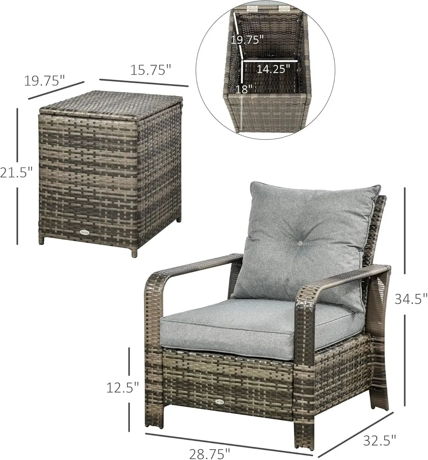 Three Piece Patio Furniture Set with Cushions and Table from PriceLows™