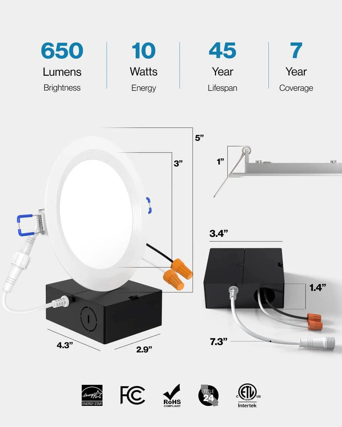 4 Inch Thin Dimmable LED Recessed Light 5000K Daylight from PriceLows™