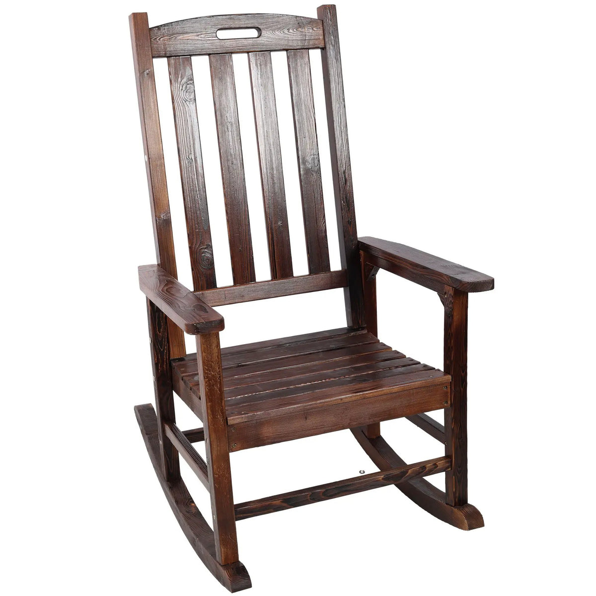 Oversized Porch Rocker Chair | 21 Inch Wide Seat | Tall Backrest | Fir Wood Construction