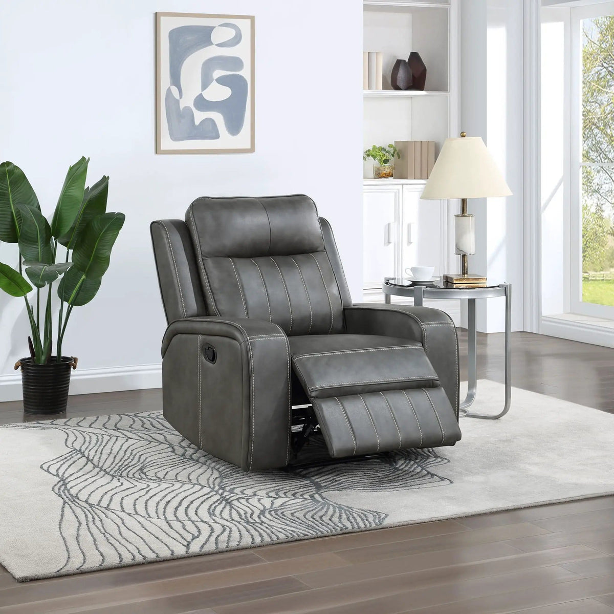 Raelynn Upholstered Track Arm Recliner Reclining Chair | 35.75 x 40.5 x 41.25 in | Living Room Furniture | Grey