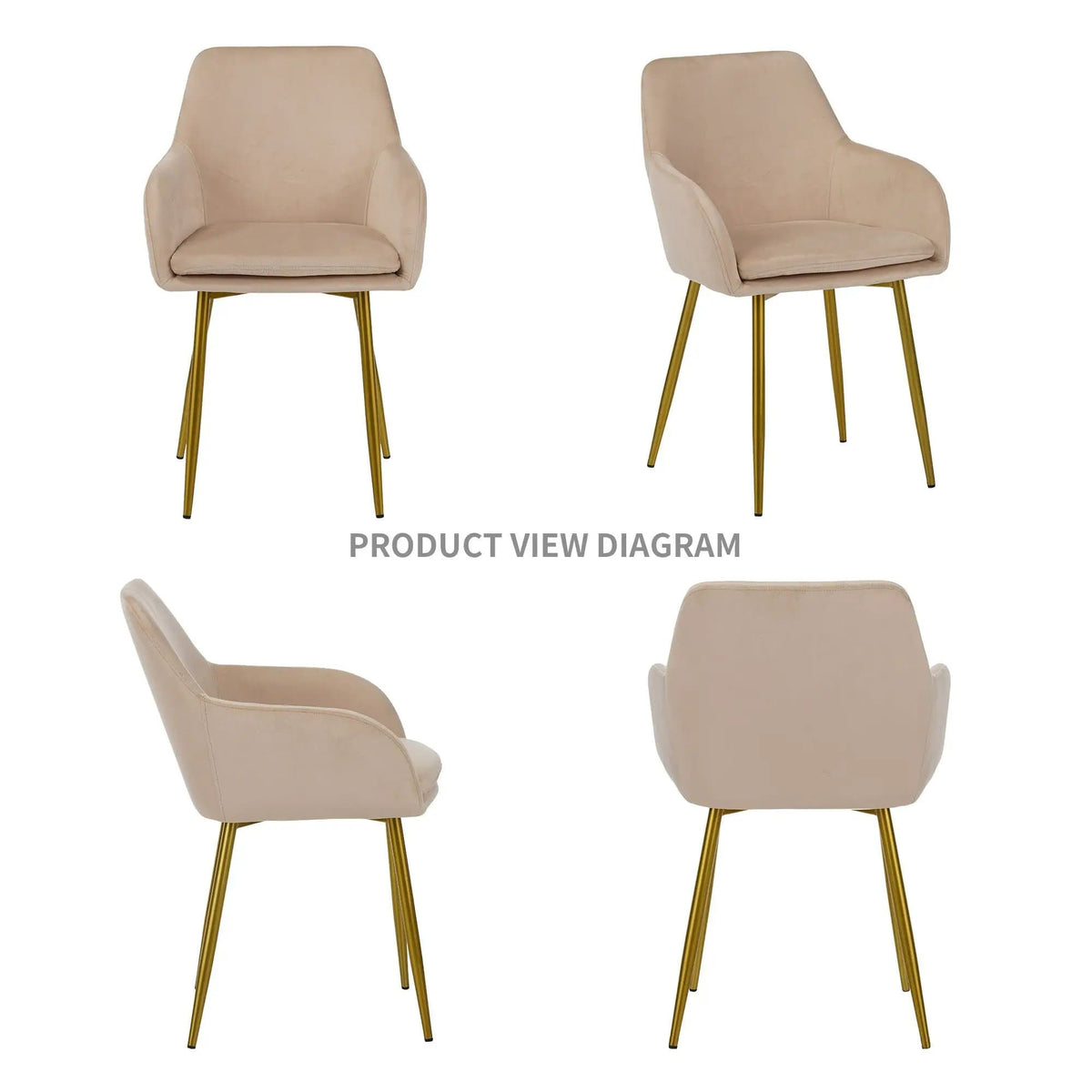 Dining Chair Set For Dining Rooms (Set of 2) - | 23.4 x 21.2 x 33 in | Velvet & Fabric | Beige