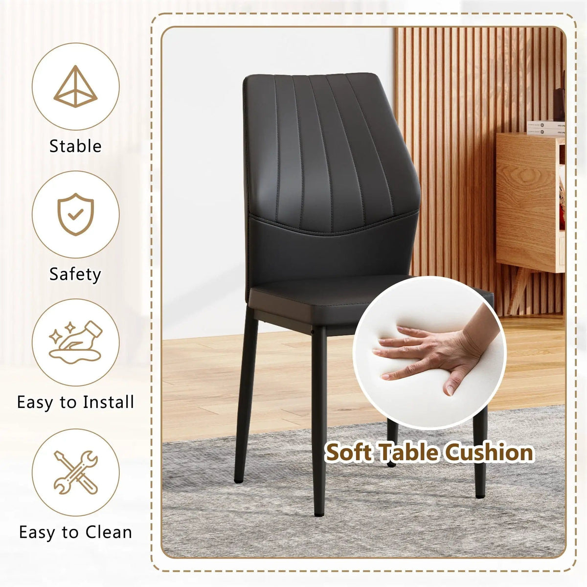 Dining Chairs With Shell Pattern, Comfort And Style Chair Set | 2 Pieces | Fabric & Metal | Dining Room