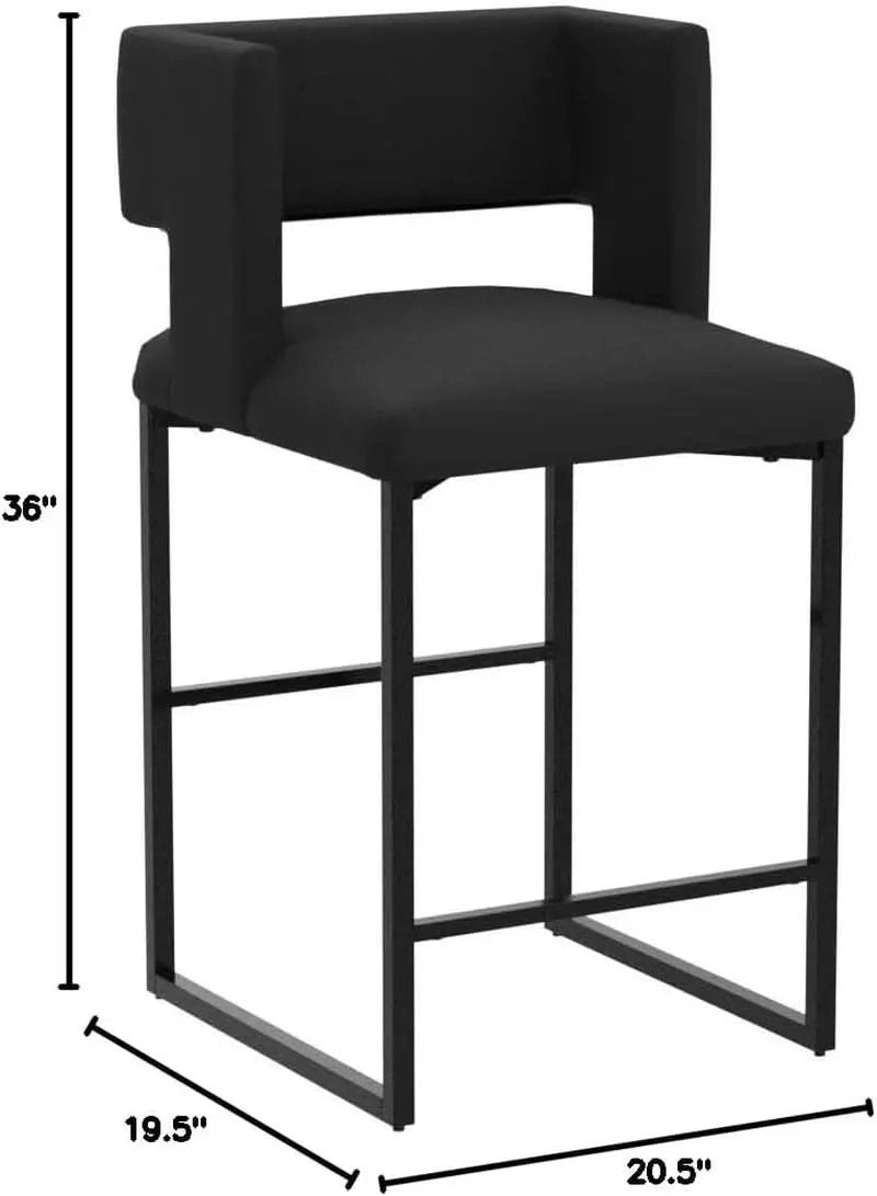 Caleb Collection Counter Height Stool Black Velvet Set Of 2 from PriceLows™