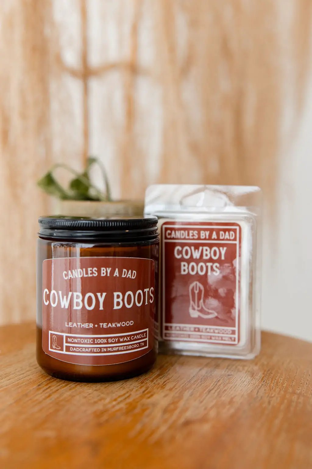 Cowboy Boots Candle | Leather Scent | Hand Poured Wax | 7 Oz