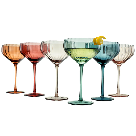Tonal Tulip Champagne Coupe, Cocktail Glassware, Set of 6 from PriceLows™