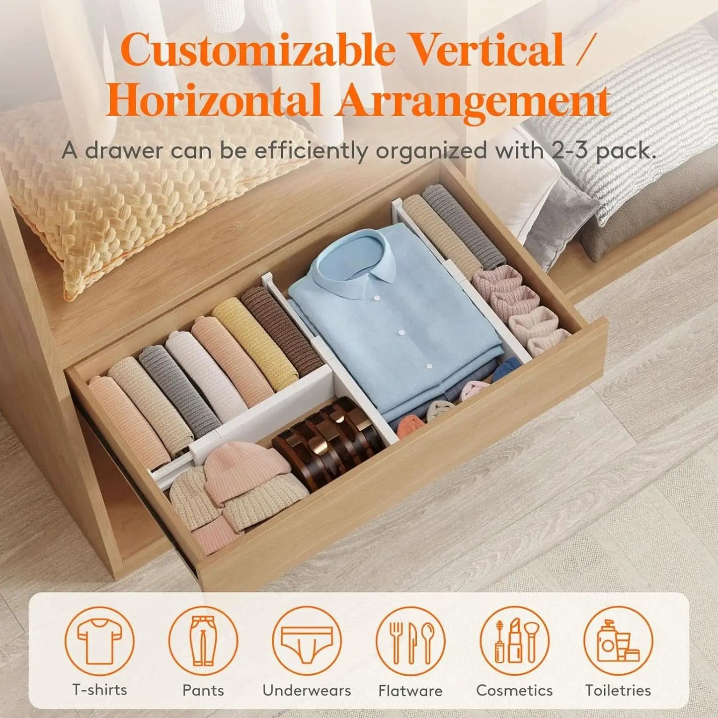 Drawer Dividers 4 In High 11-17 Adjustable White 8 Pack from PriceLows™