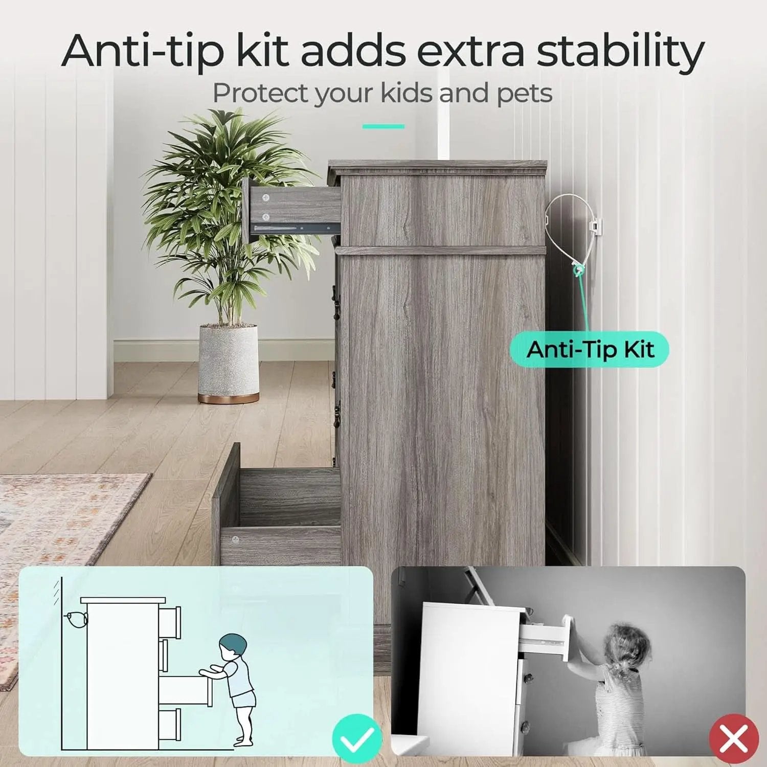 Grey 9-Drawer SolidWood Dresser For Bedroom Storage from PriceLows™