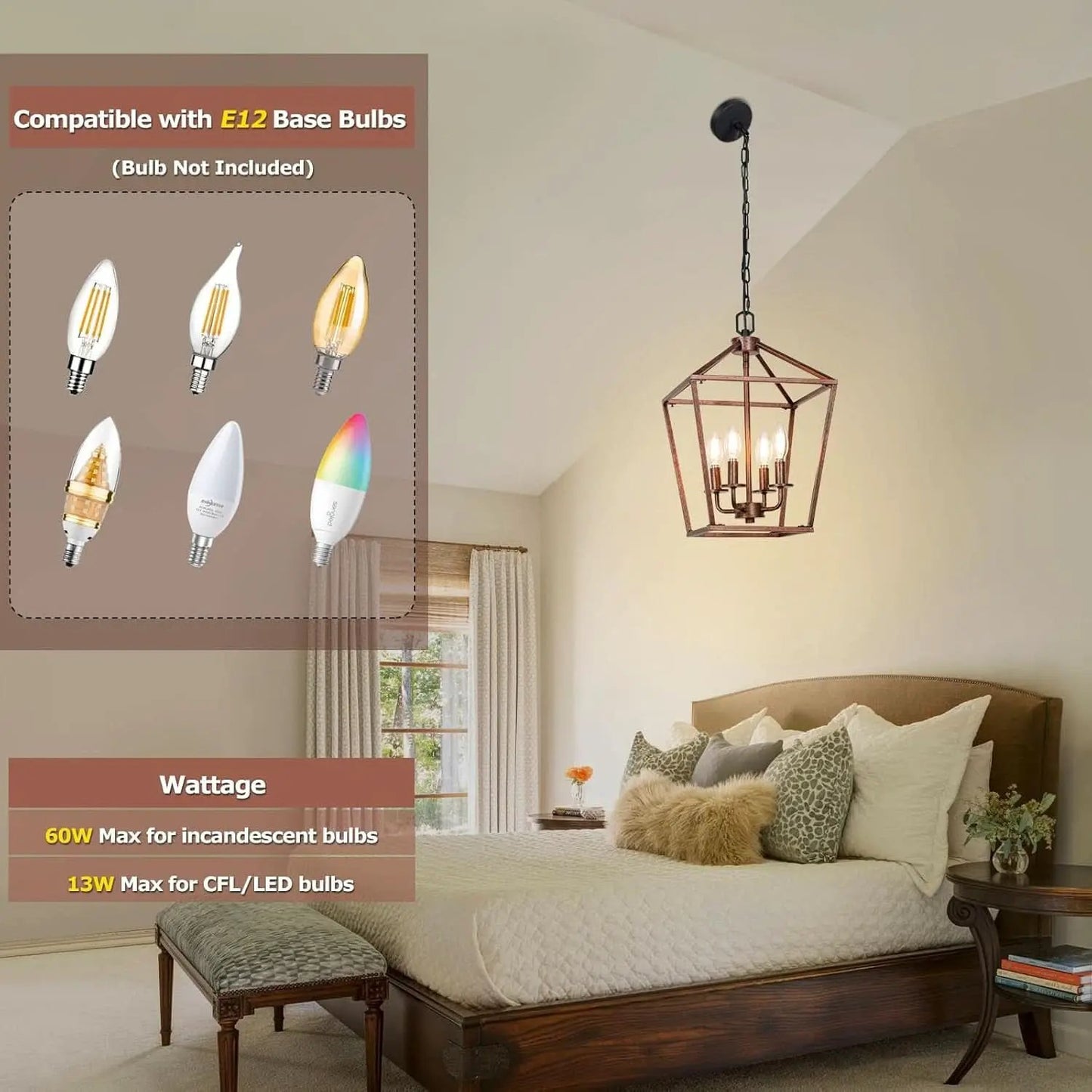 Antique Bronze 4-Light Chandelier Pendant Light Dining from PriceLows™