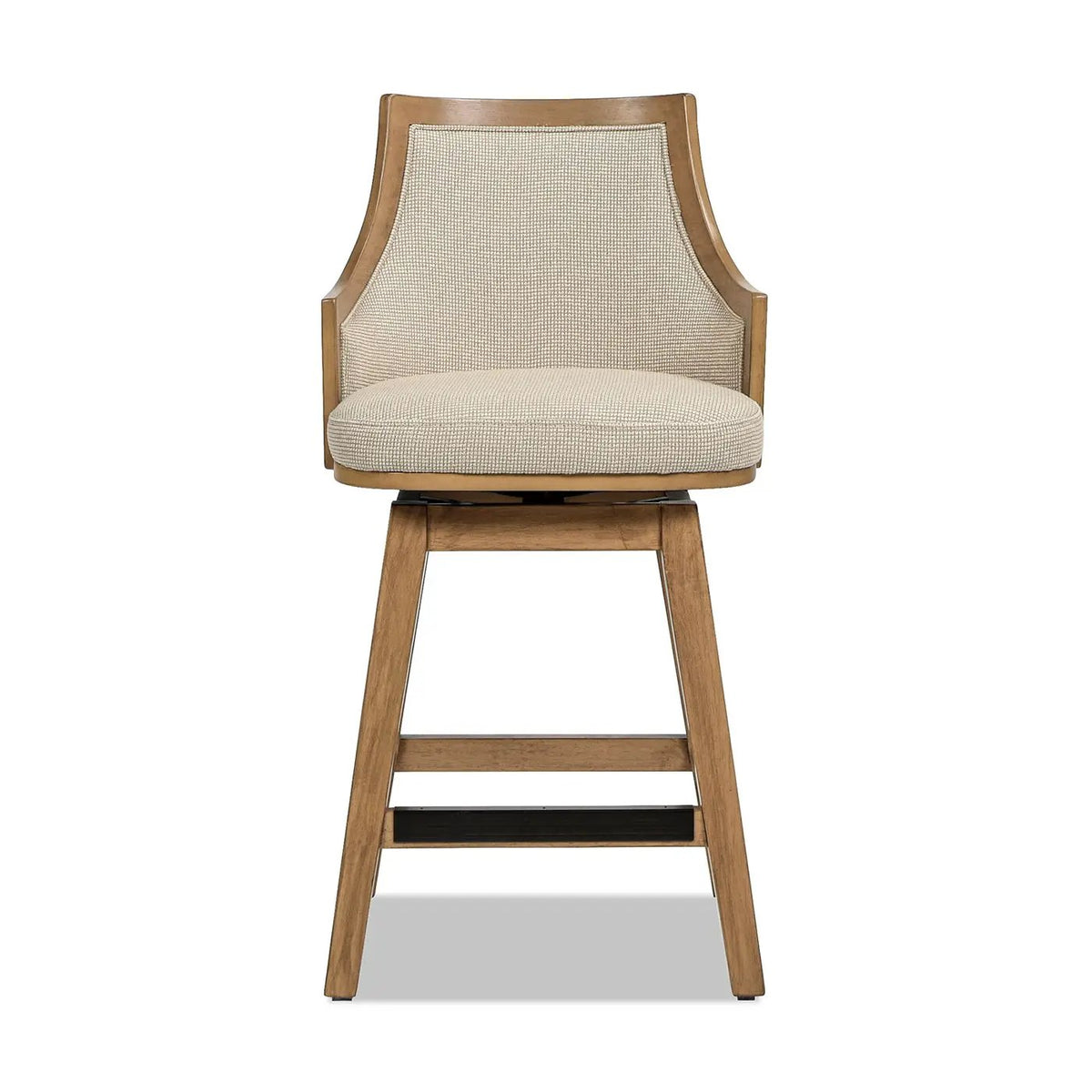 Bahama Swivel Counter Stool | Taupe Beige | Cane High Back | Recessed Arms