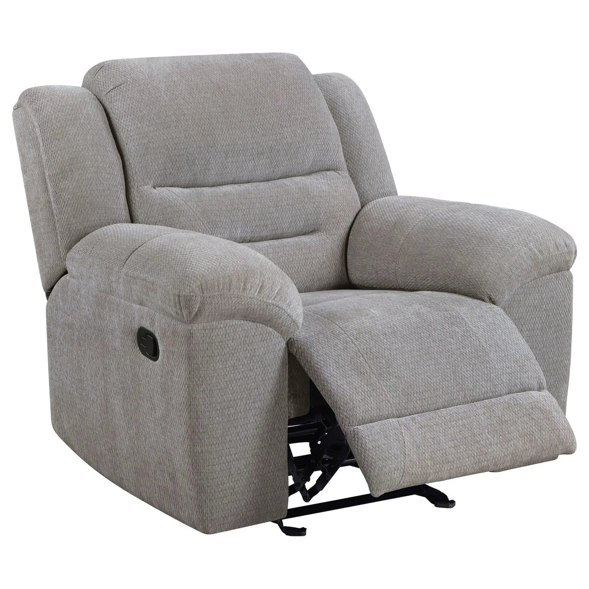 Gilson Chenille Upholstered Glider Recliner Chair | 43.75 x 40.5 x 41.75 in | Chenille & Metal | Grey