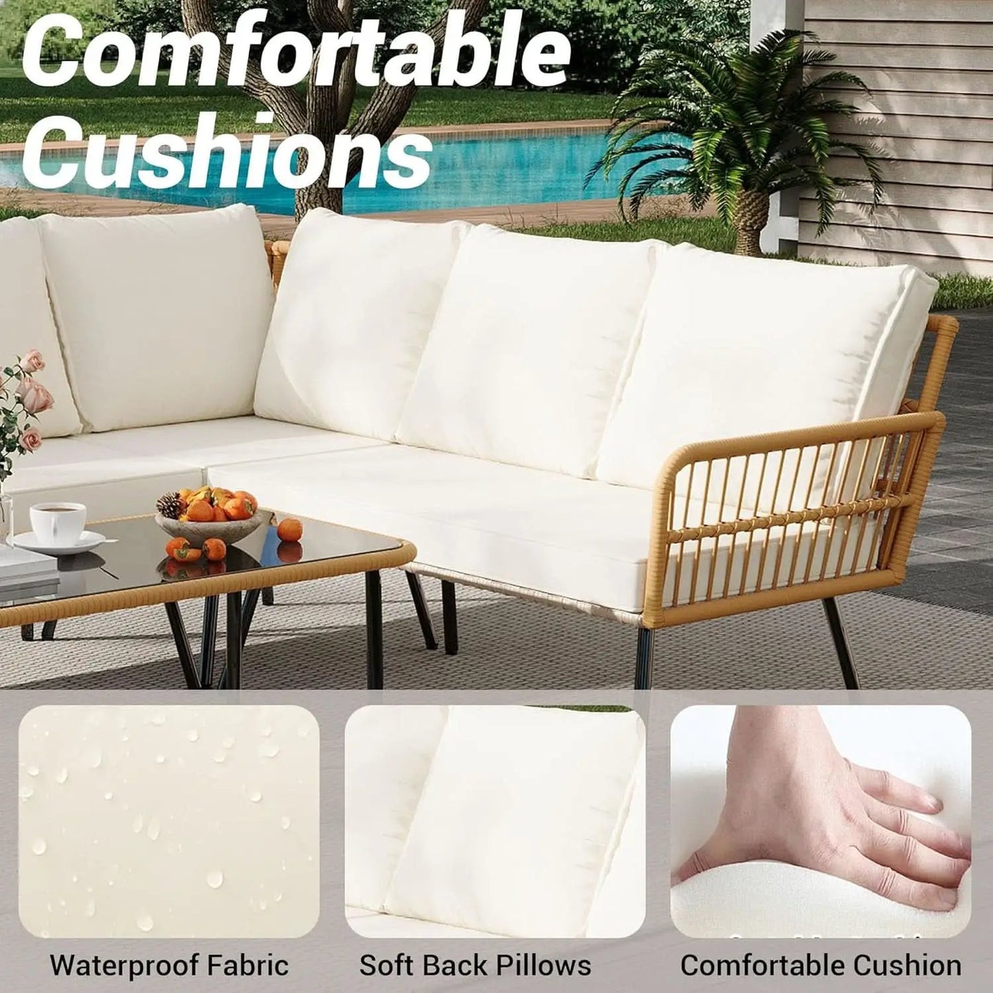 Wicker Patio Furniture Set with Cushions for Outdoor from PriceLows™