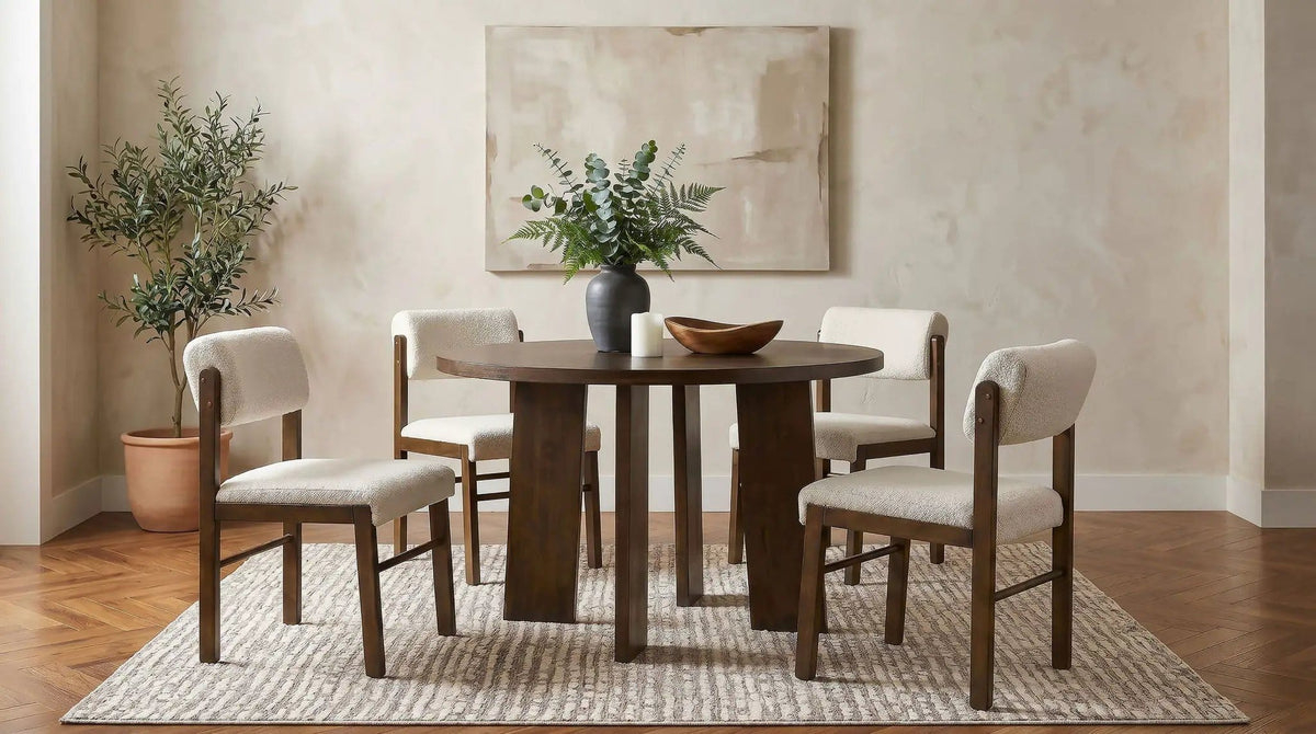 Strouse 5-piece Dining Set Cream and | 5-Piece Set | Rubberwood & Engineered Wood | Walnut