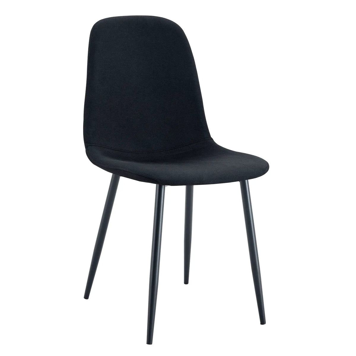 Modern Medieval Style Cushioned Side Chairs Set With Metal Legs For Kitchens | 2 Pieces | Fabric & Metal | Dining Room