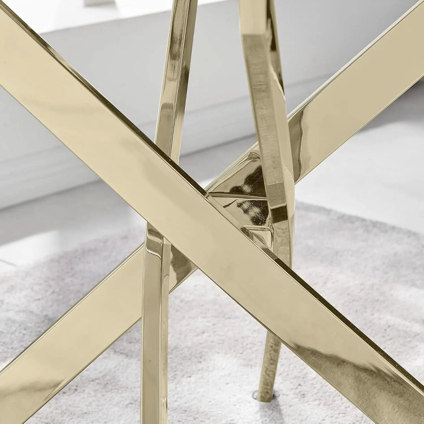 Leonardo Gold Glass Top Dining Table Modern Premium from PriceLows™