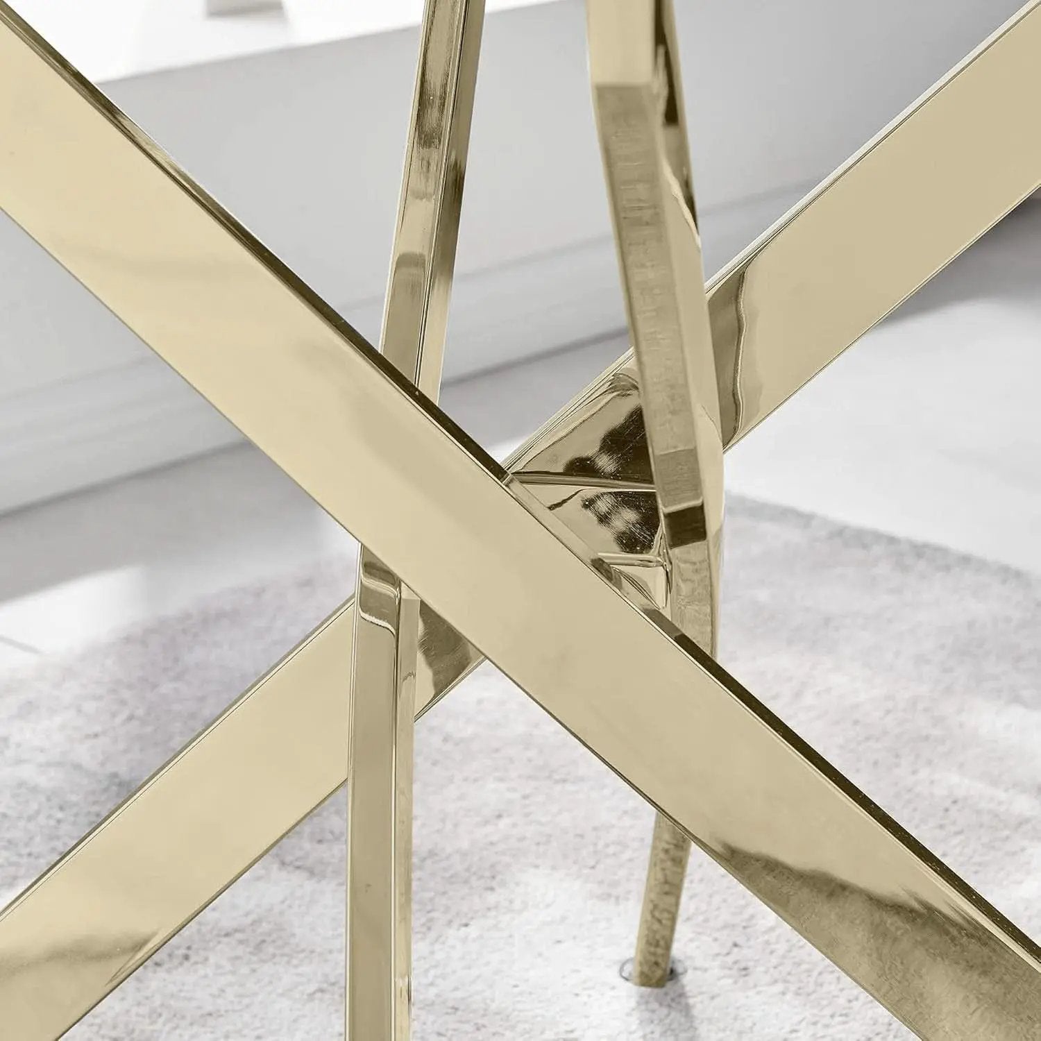 Leonardo Gold Glass Top Dining Table Modern Premium from PriceLows™
