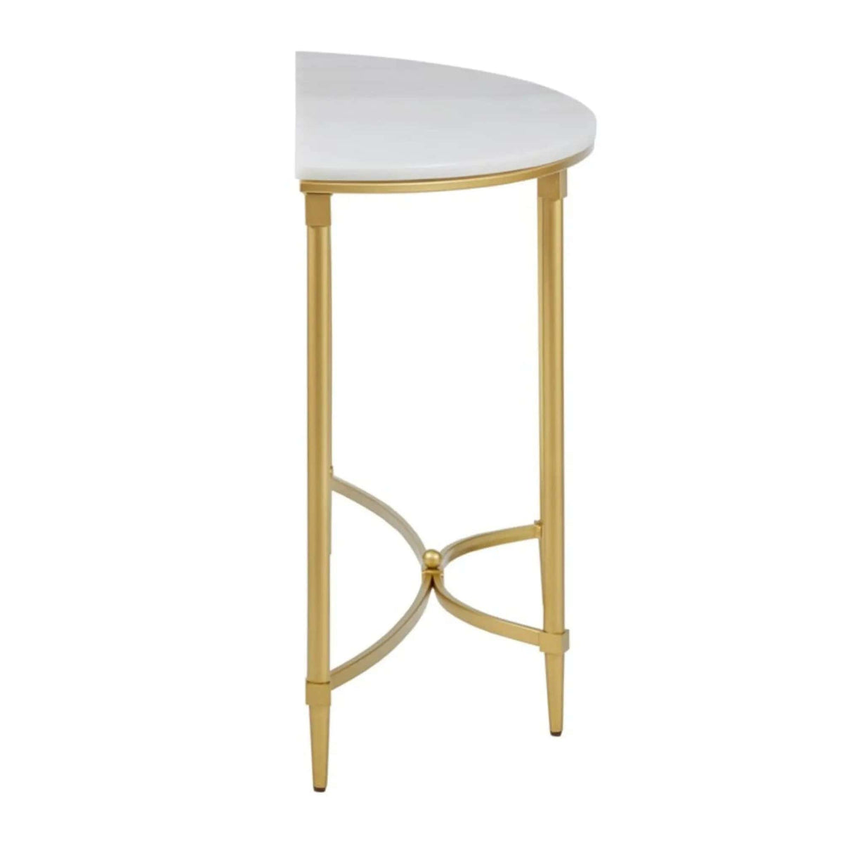 Bordeaux Console Table | 42.5 x 14.5 x 29.75 in | Marble & Metal | White / Gold