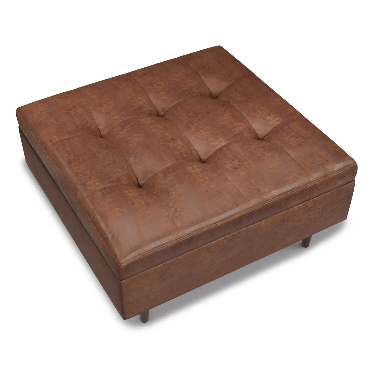 Shay Large Square Storage Ottoman | Coffee Table Design | Hydraulic Lift-Up Lid | Mid-Century Style