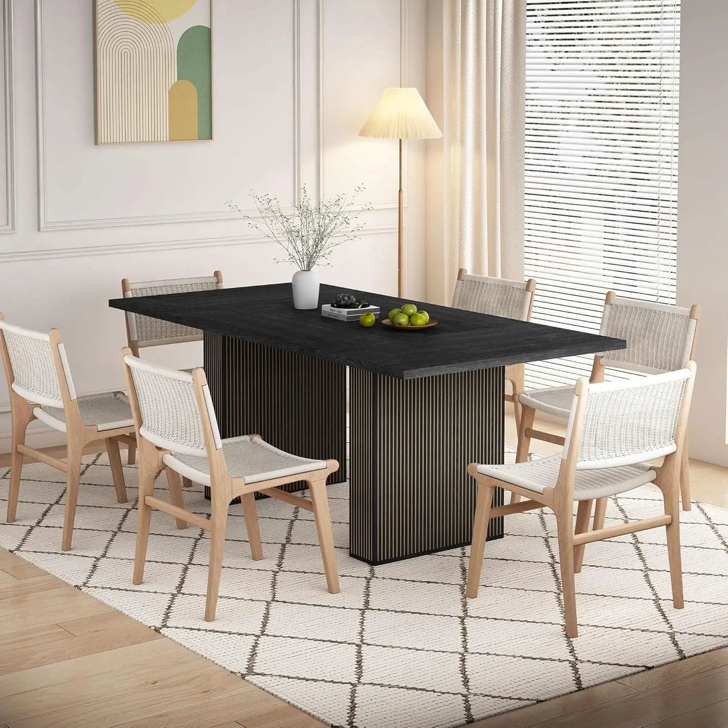 Dining Table 78 Inch Black Rectangular Farmhouse Kitchen from PriceLows™