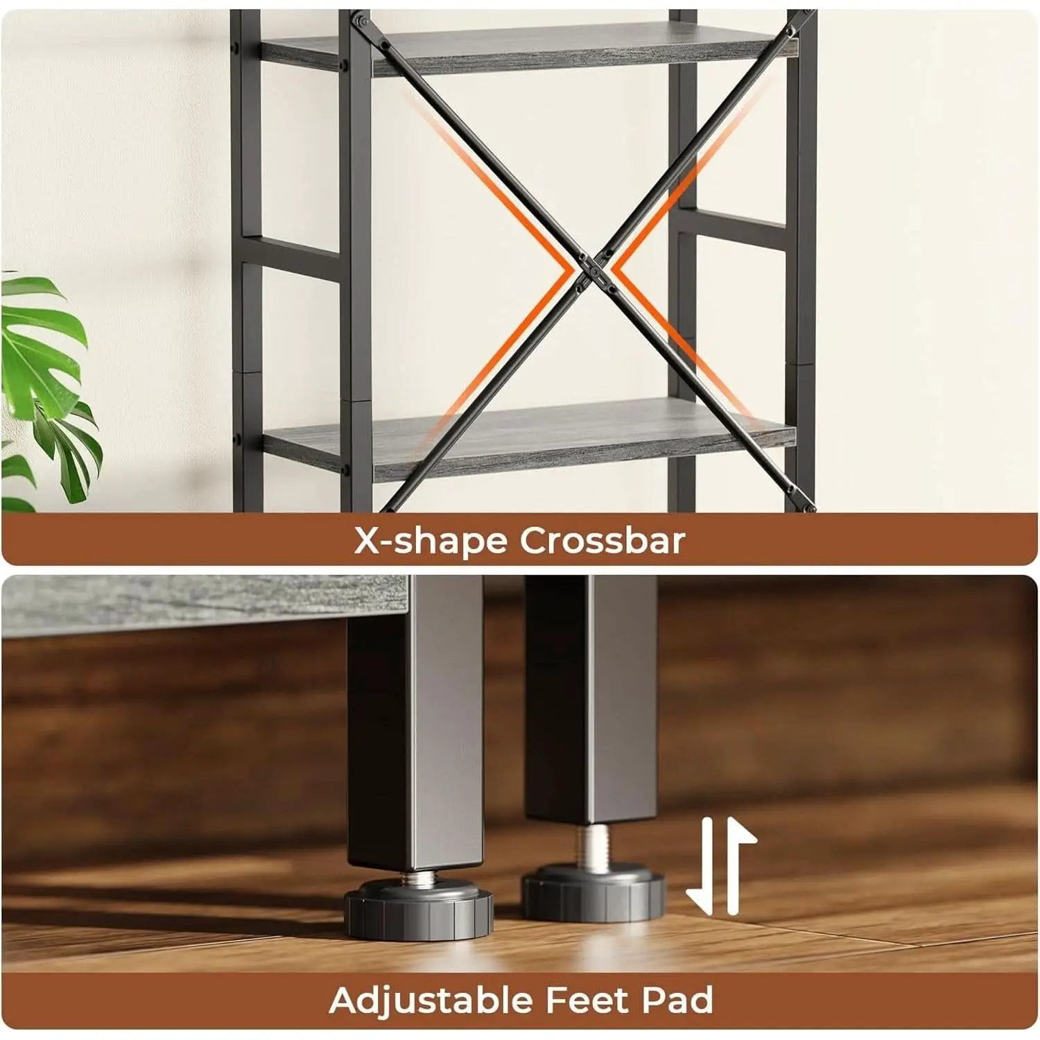 Grey 4 Tier Ladder Bookshelf With 11 Open Shelves For Home from PriceLows™