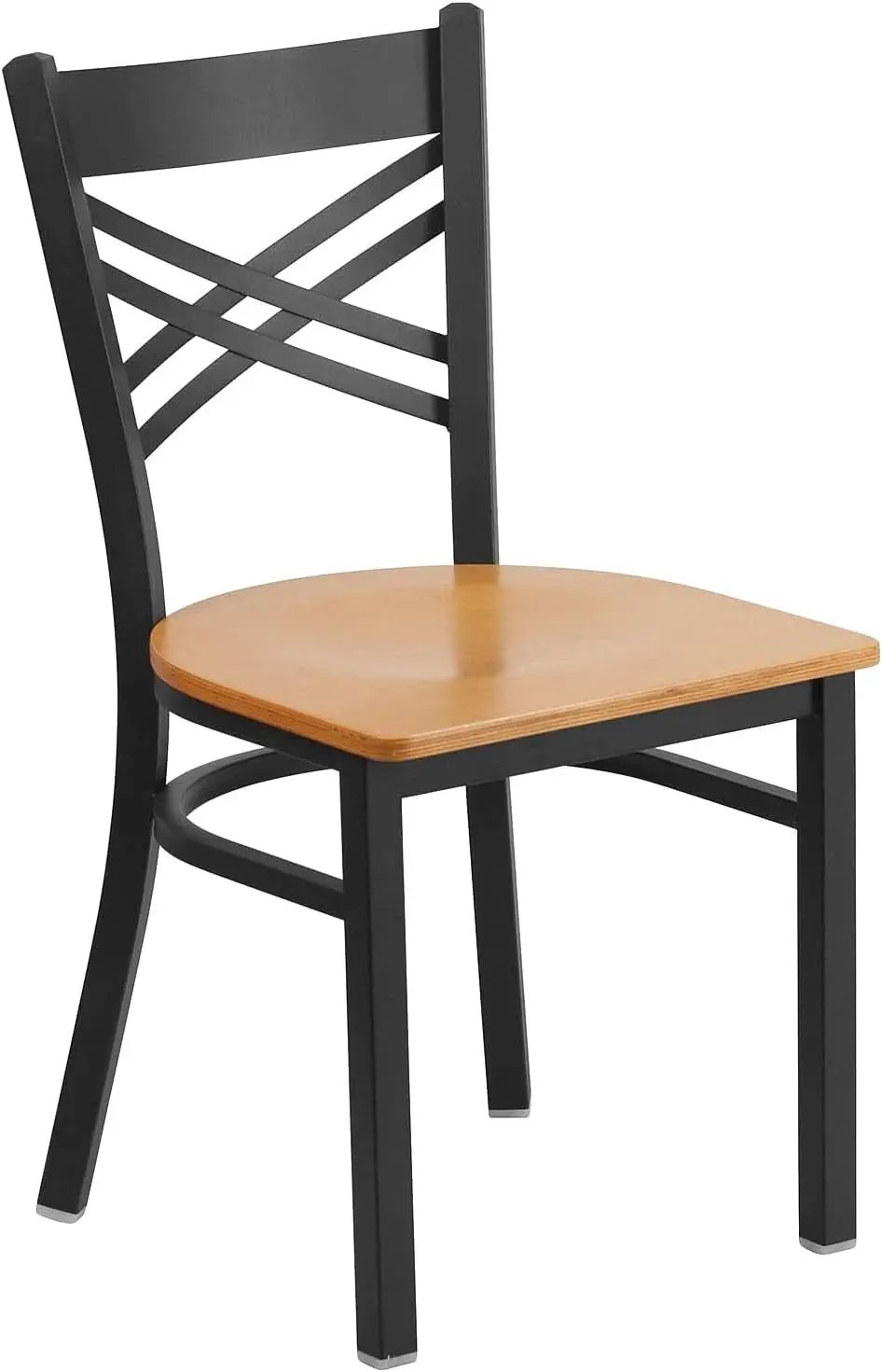 Two Pack Hercules Series Black X Back Metal Dining Chairs With Natural Wood Seats from PriceLows™