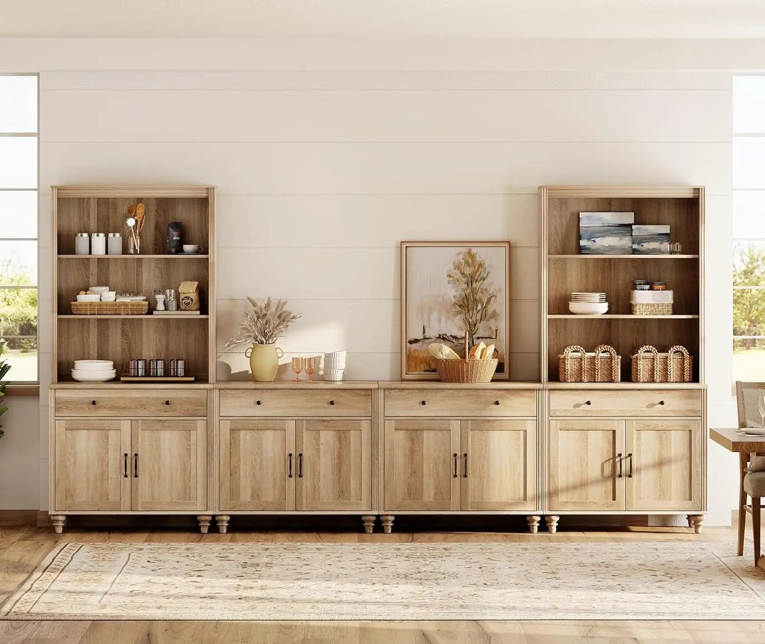 Oak Farmhouse Entertainment Center For TVs Up To 75 Inches from PriceLows™
