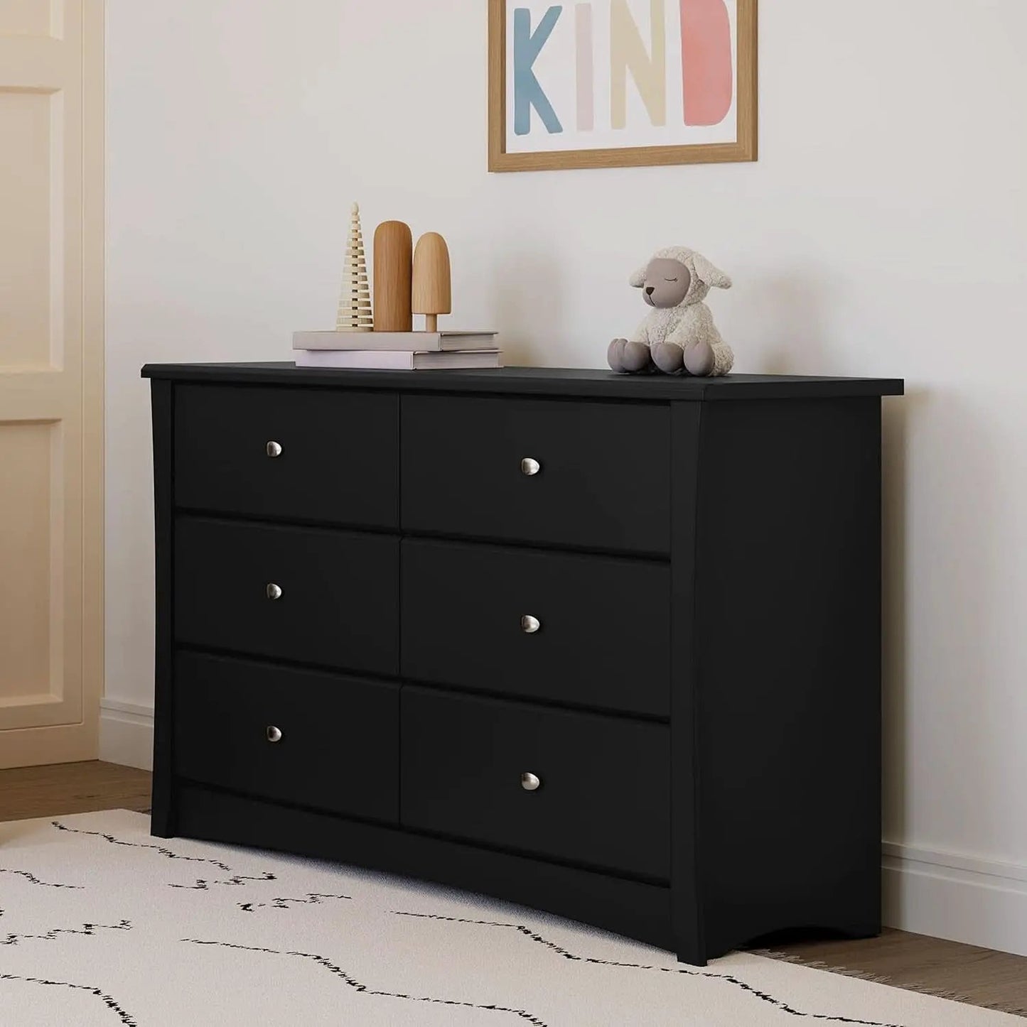 Crescent 6 Drawer Double Dresser Black GREENGUARD Gold from PriceLows™