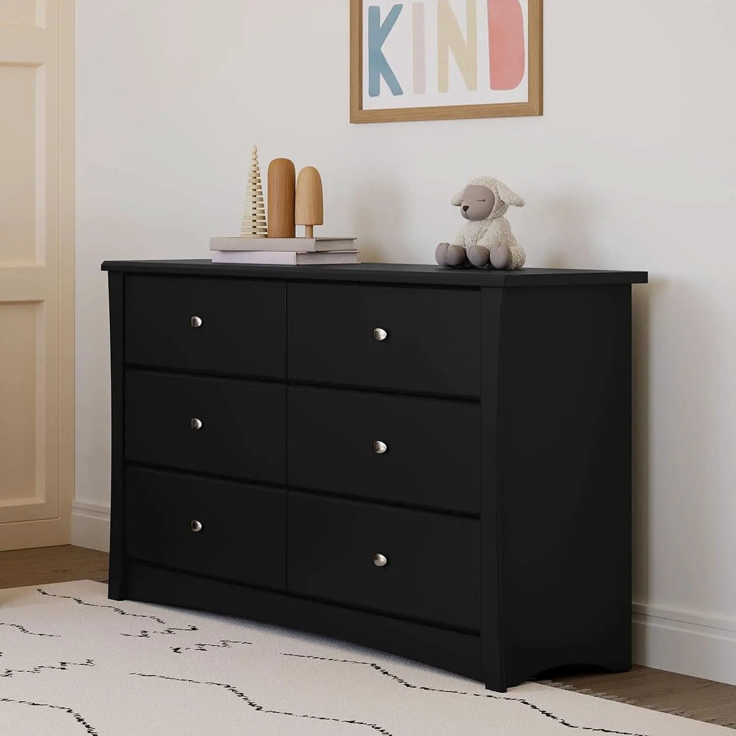 Crescent 6 Drawer Double Dresser Black GREENGUARD Gold from PriceLows™