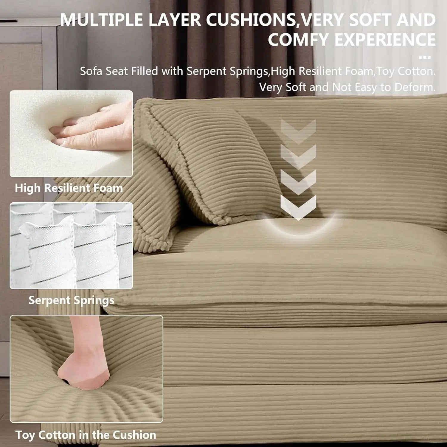 Oversized 2 Piece Sofa Set Camel 3 Seater And Loveseat from PriceLows™