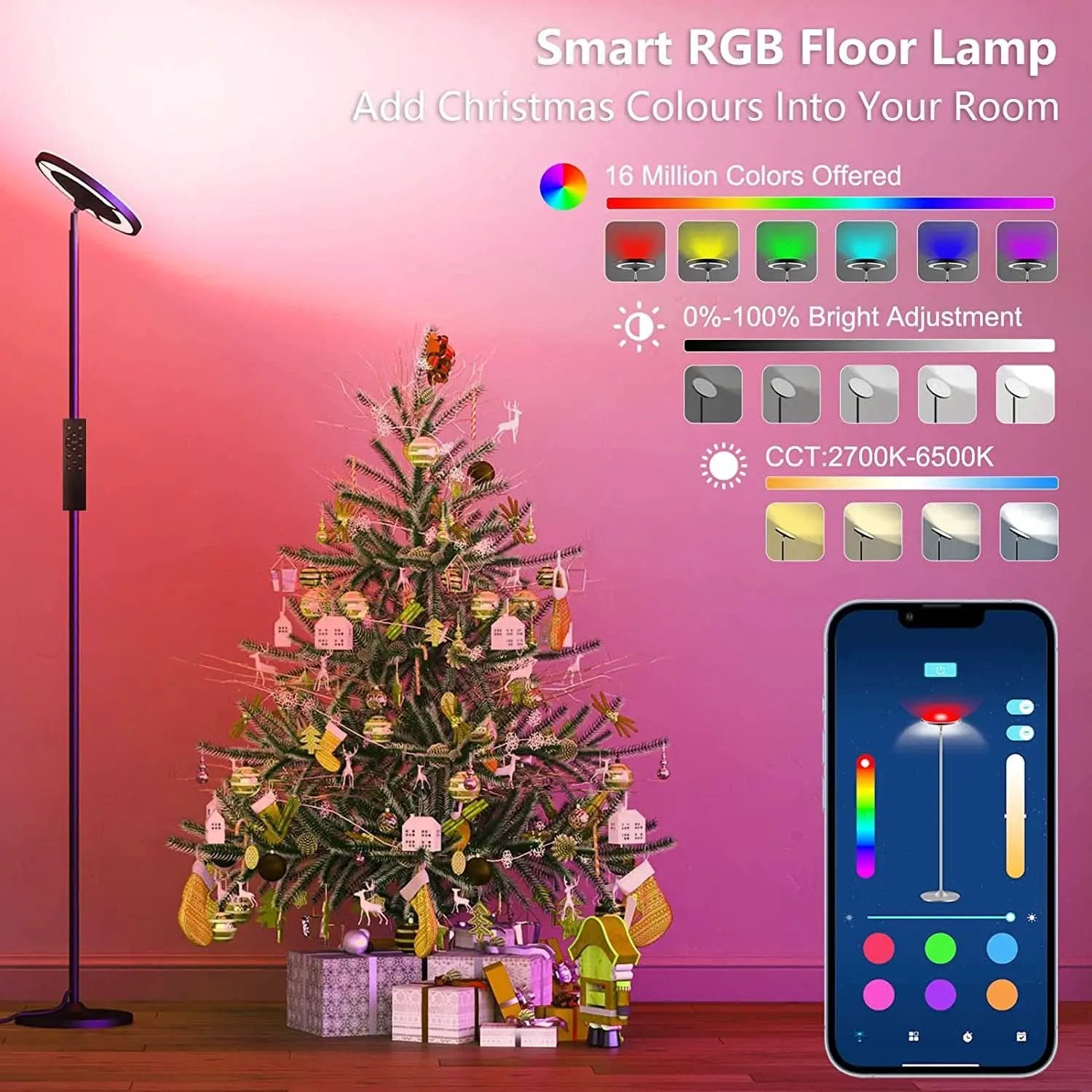 RGB LED Floor Lamp With Remote Dual Side Lighting 2600 Lumens from PriceLows™