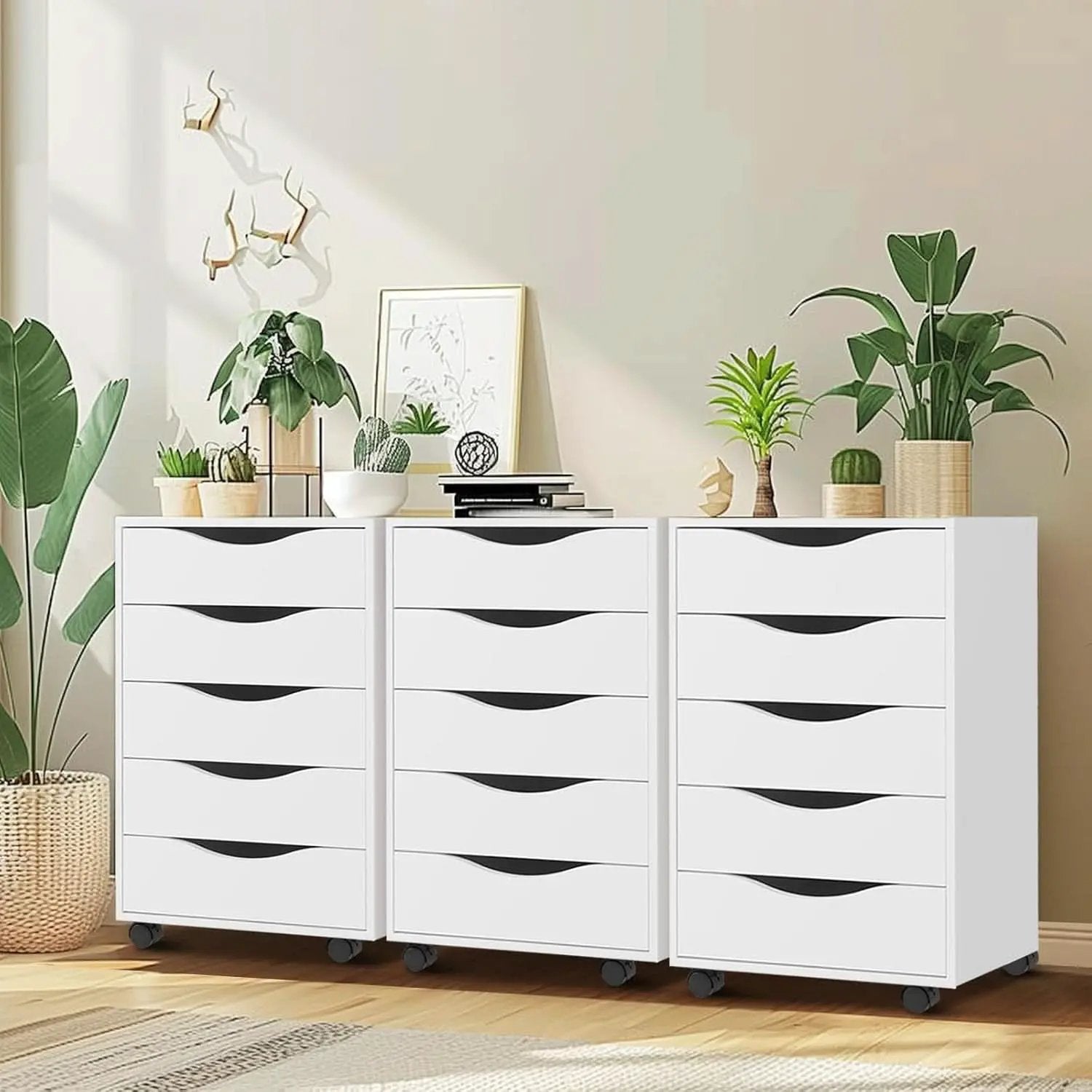 5 Drawer File Cabinet White For Home Office Organization from PriceLows™