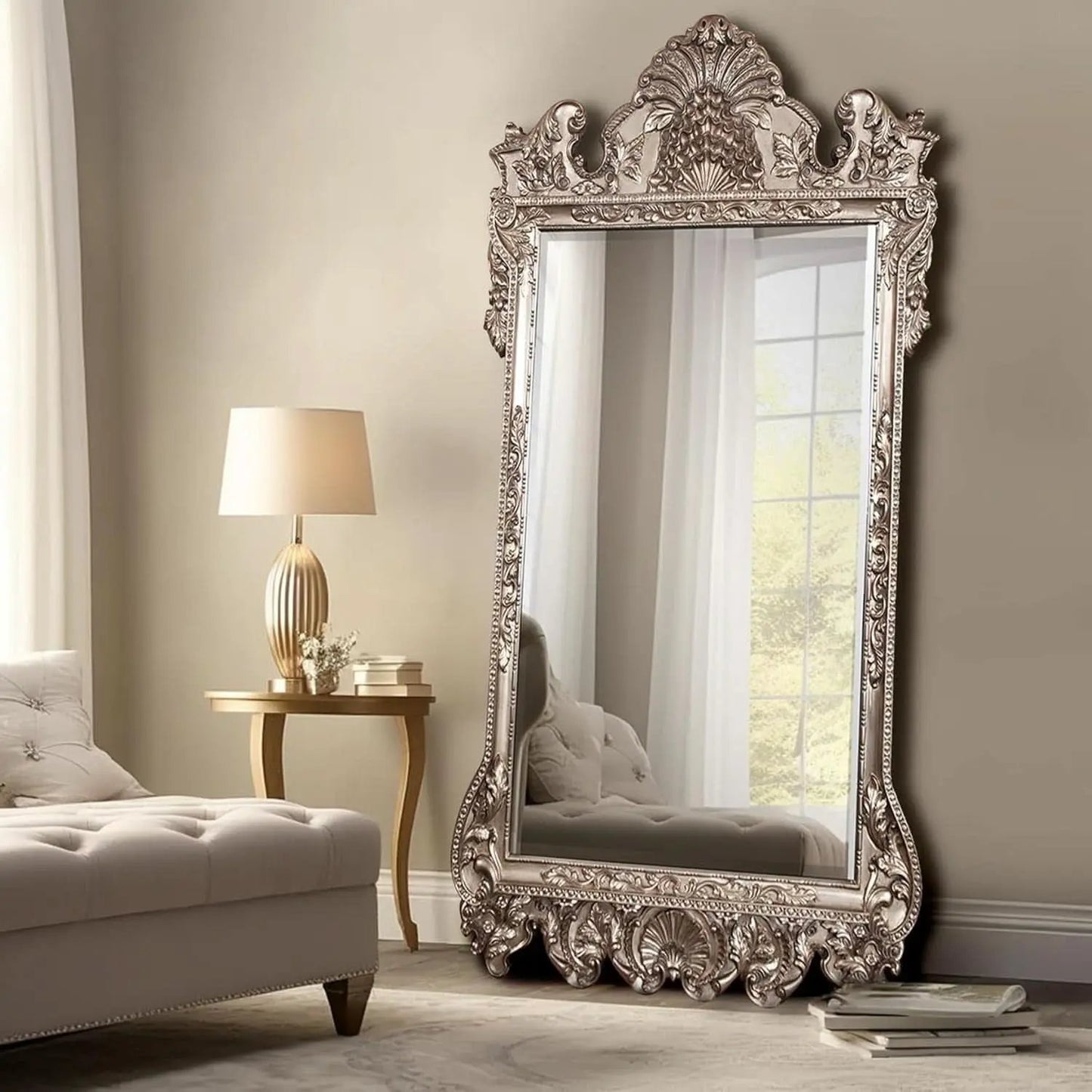 Howard Elliott Marquette Antique Oversized Full Length Mirror Silver Leaf 49x84 from PriceLows™