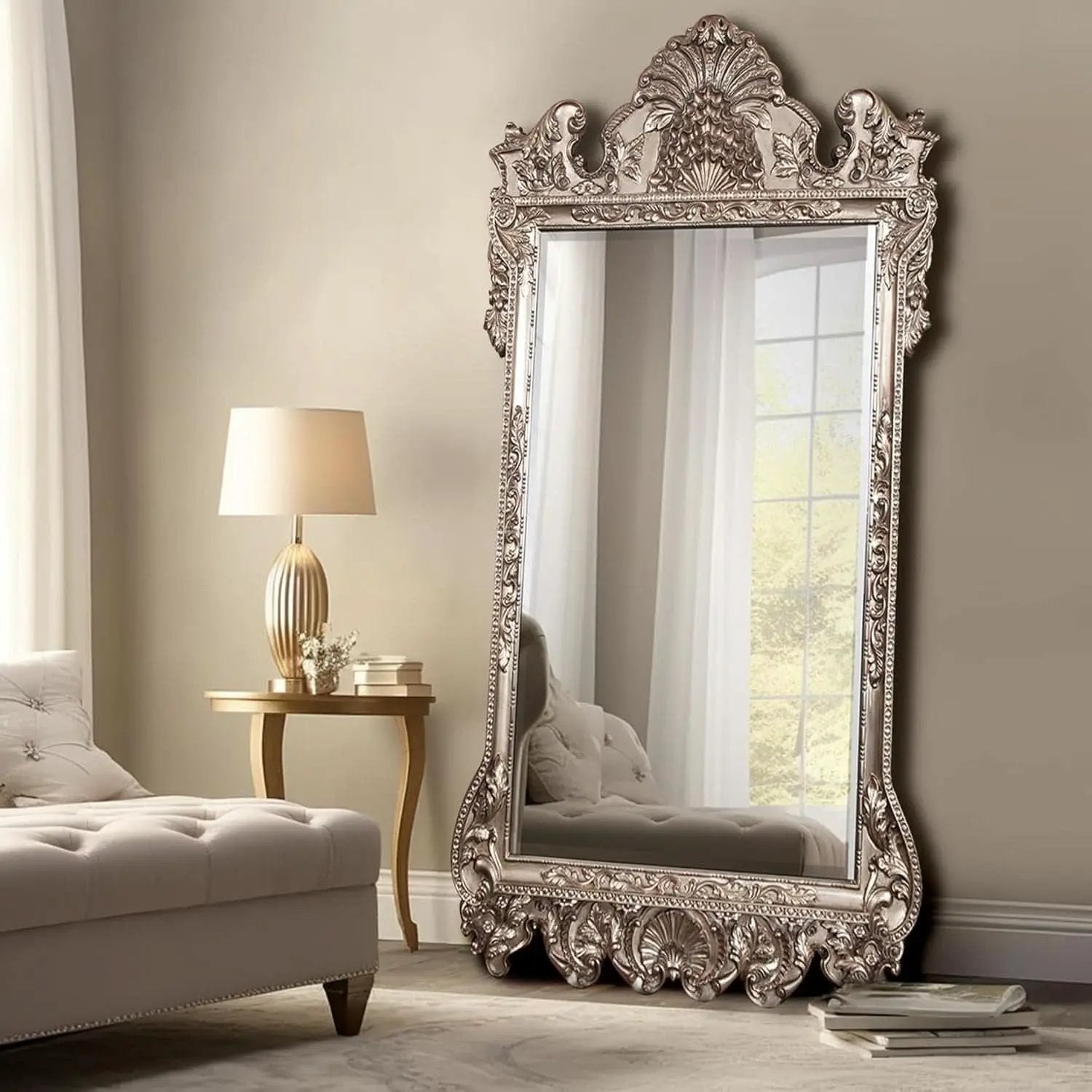 Howard Elliott Marquette Antique Oversized Full Length Mirror Silver Leaf 49x84 from PriceLows™
