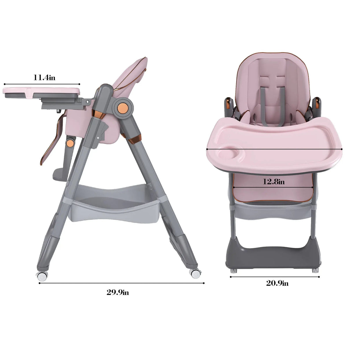 Adjustable Baby High Chair | 5 Height Settings | 3 Position Recline | Portable