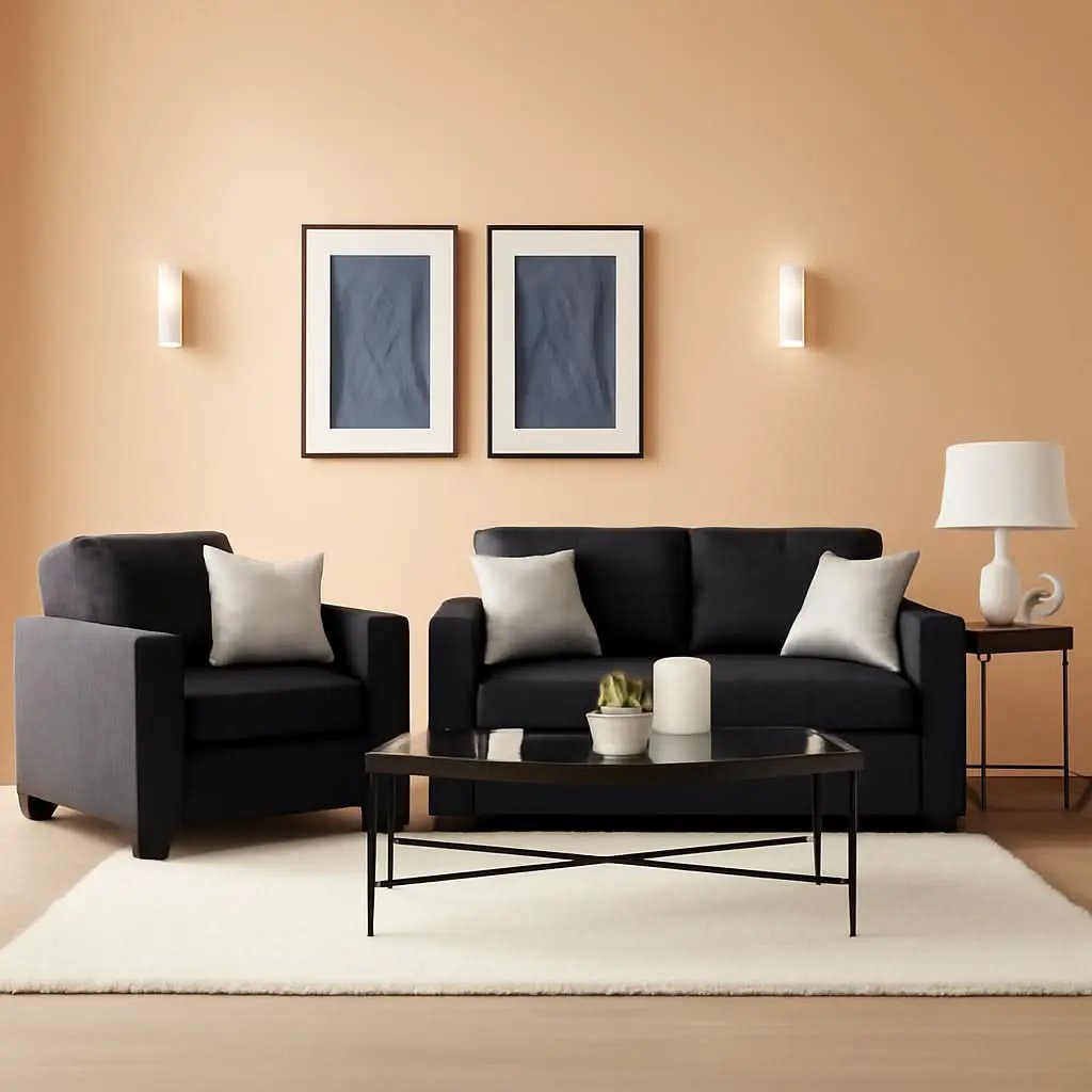 Dark Gray Modern Loveseat With Two Accent Pillows Included from PriceLows™