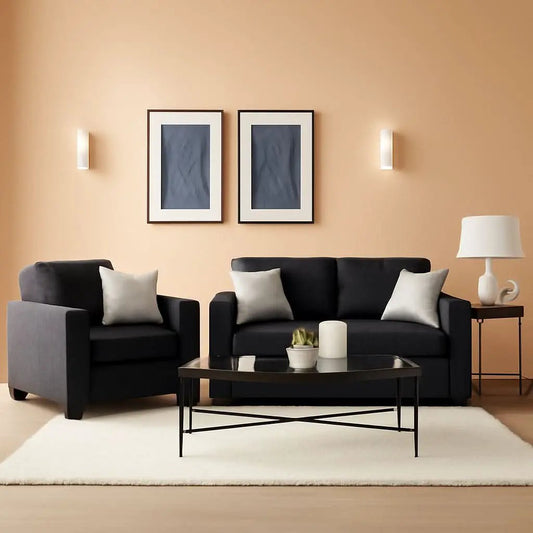Dark Gray Modern Loveseat With Two Accent Pillows Included from PriceLows™