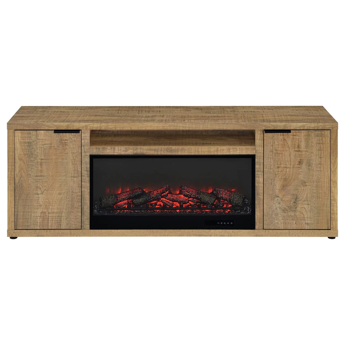 Fuller 60-inch 2-door TV Stand Fireplace Media Console Mango | 60 x 15.5 x 22 in | Mango Wood & Veneer | Living Room