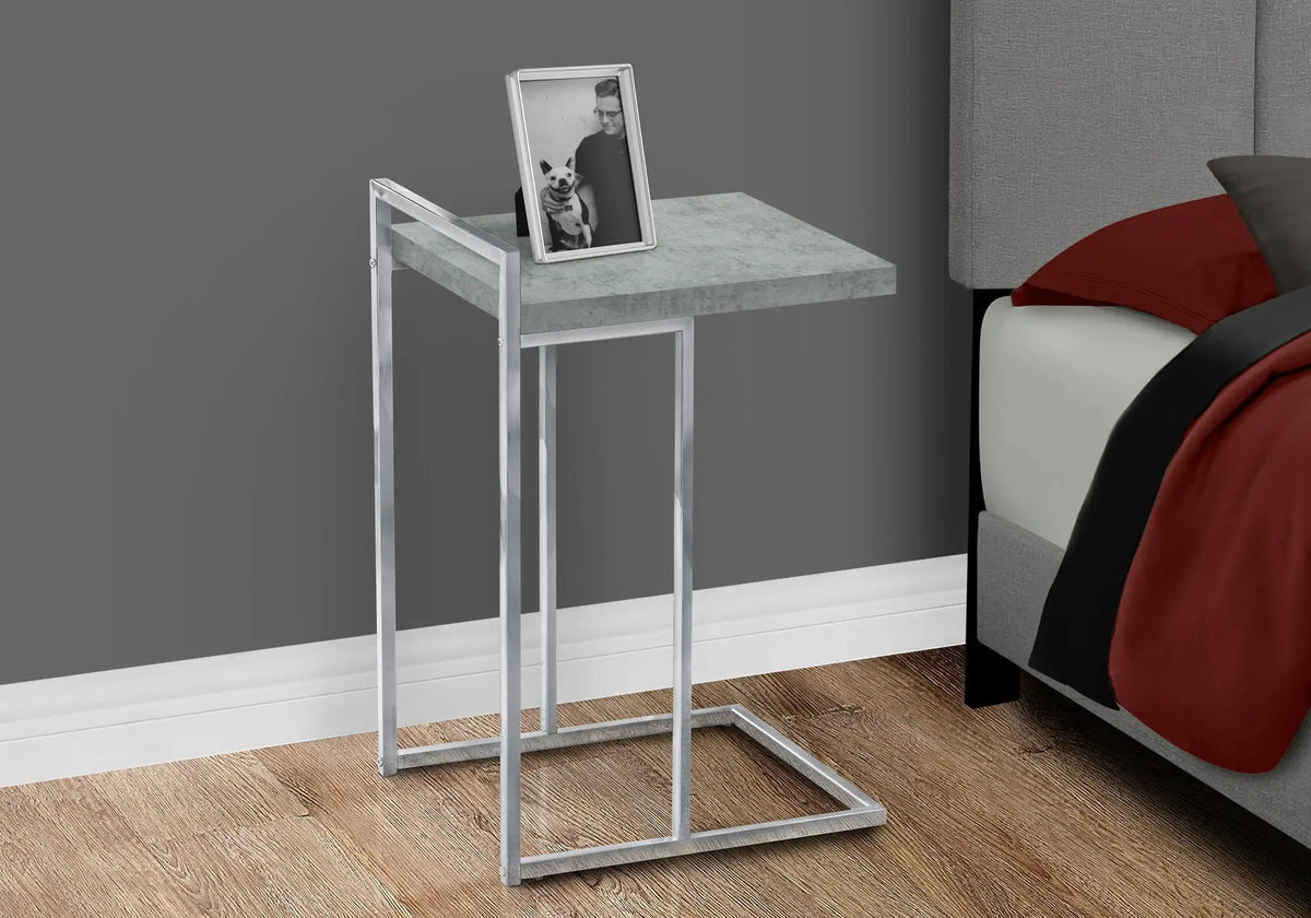 C-Shaped Accent Table | Sturdy Metal Base | Thick Rectangular Top | Portable And Lightweight
