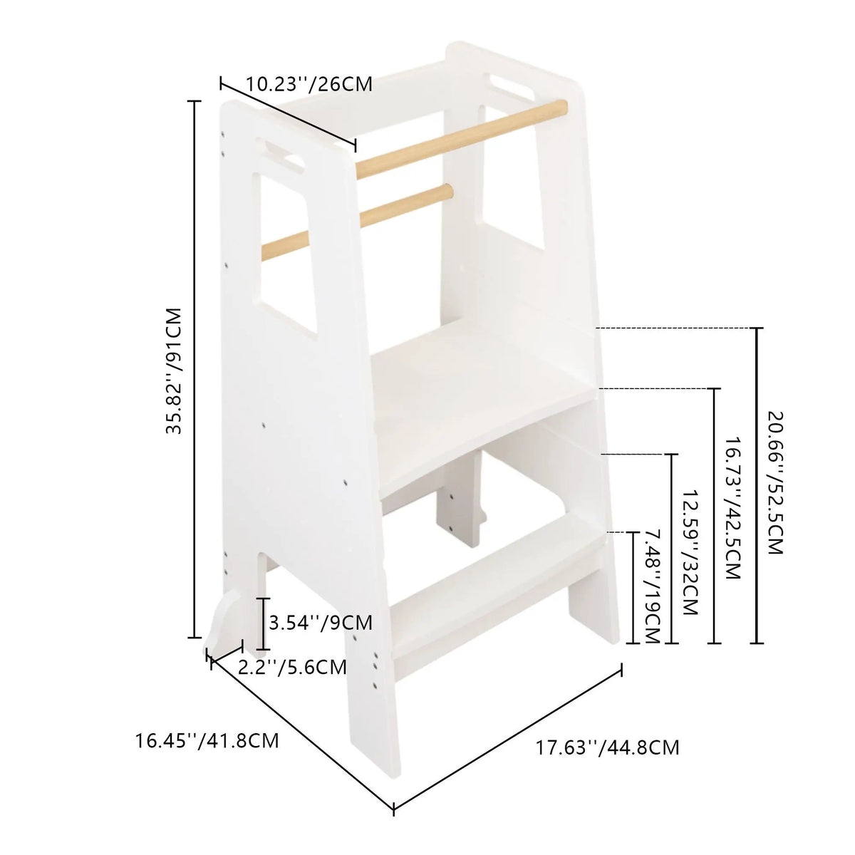 Toddler Standing Tower | Kitchen Step Stool | Adjustable Height | Removable Front Bar