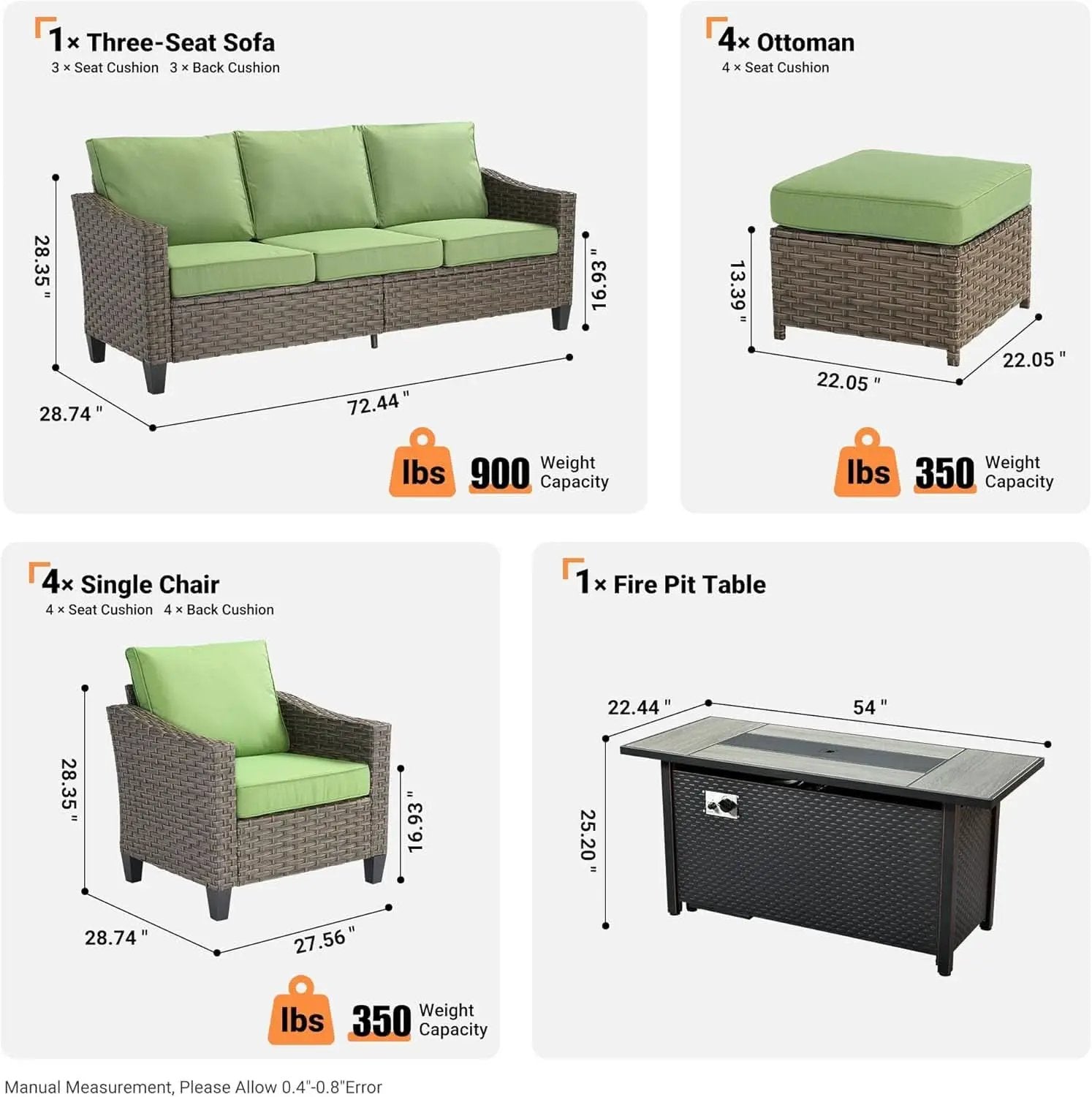 10 Piece Outdoor Patio Furniture Set with Fire Pit from PriceLows™